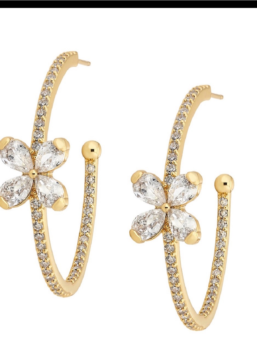 ASHA Gold Flower Crystal Hoop Earrings for Women